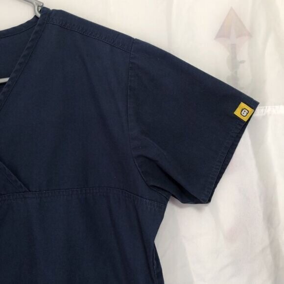 Women's Scrub Top Blue Short Sleeve Uniform Work Medical - Picture 8 of 11